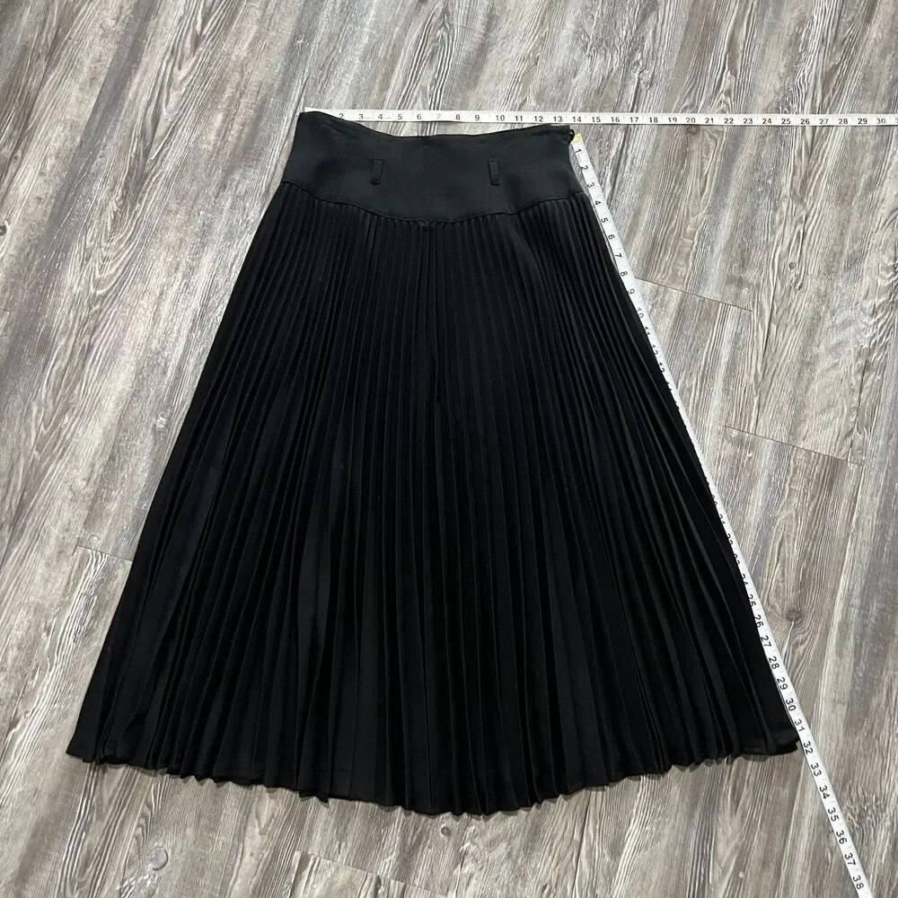 Escada Margaretha Ley Black Pleated Midi Skirt 40